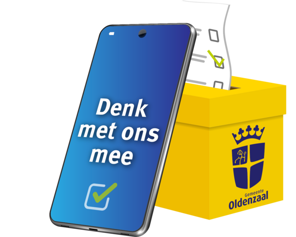 Denk Mee afbeelding met mobiel telefoon en een box